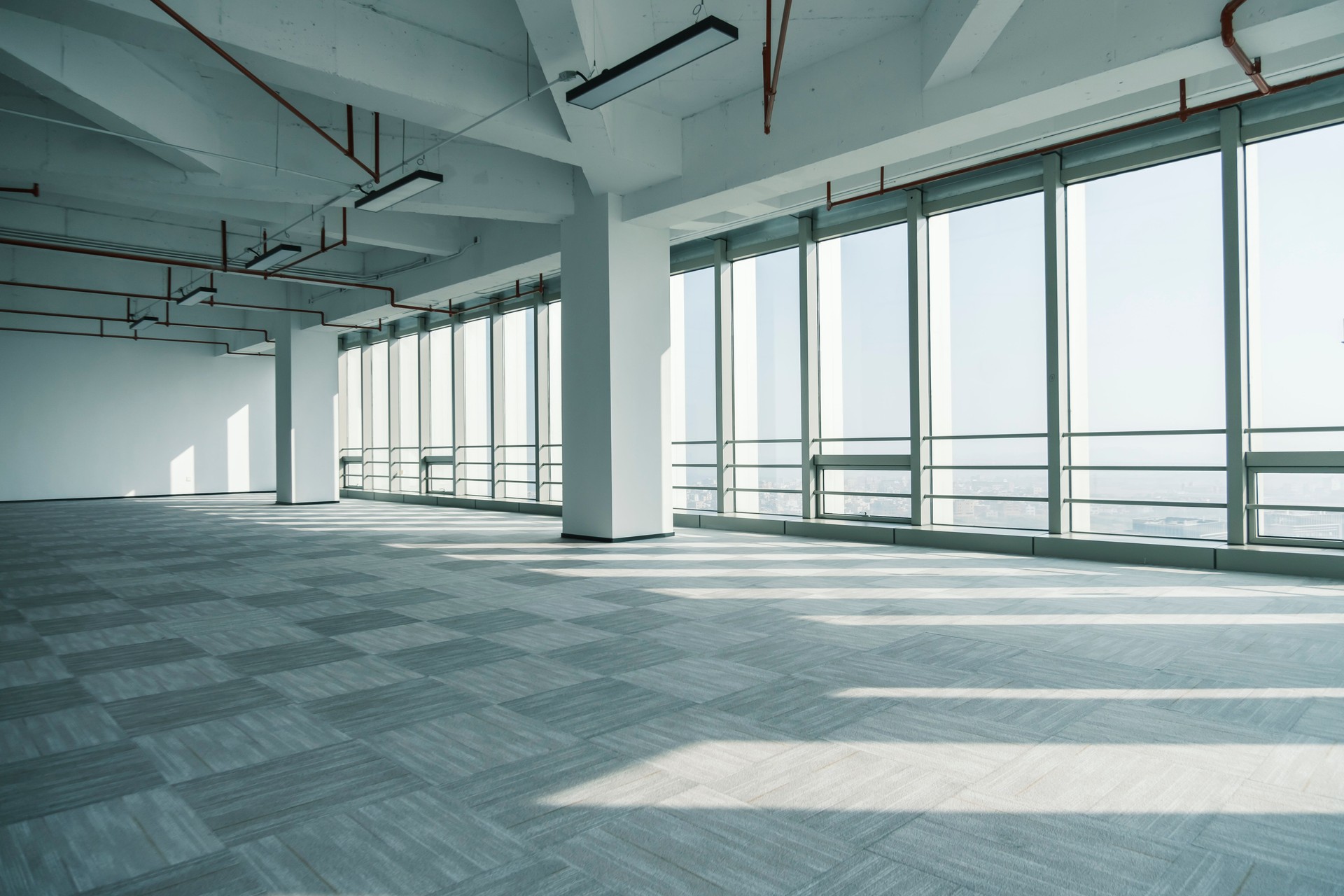 Bright futuristic empty room